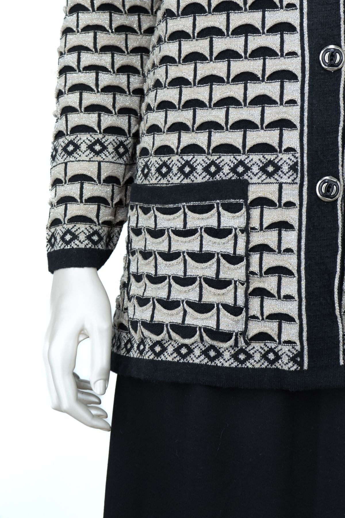 Kadın Kışlık Anne Hırka Pamuklu Triko Örme Simli Önden Düğmeli Çift Cepli Rahat Kesim